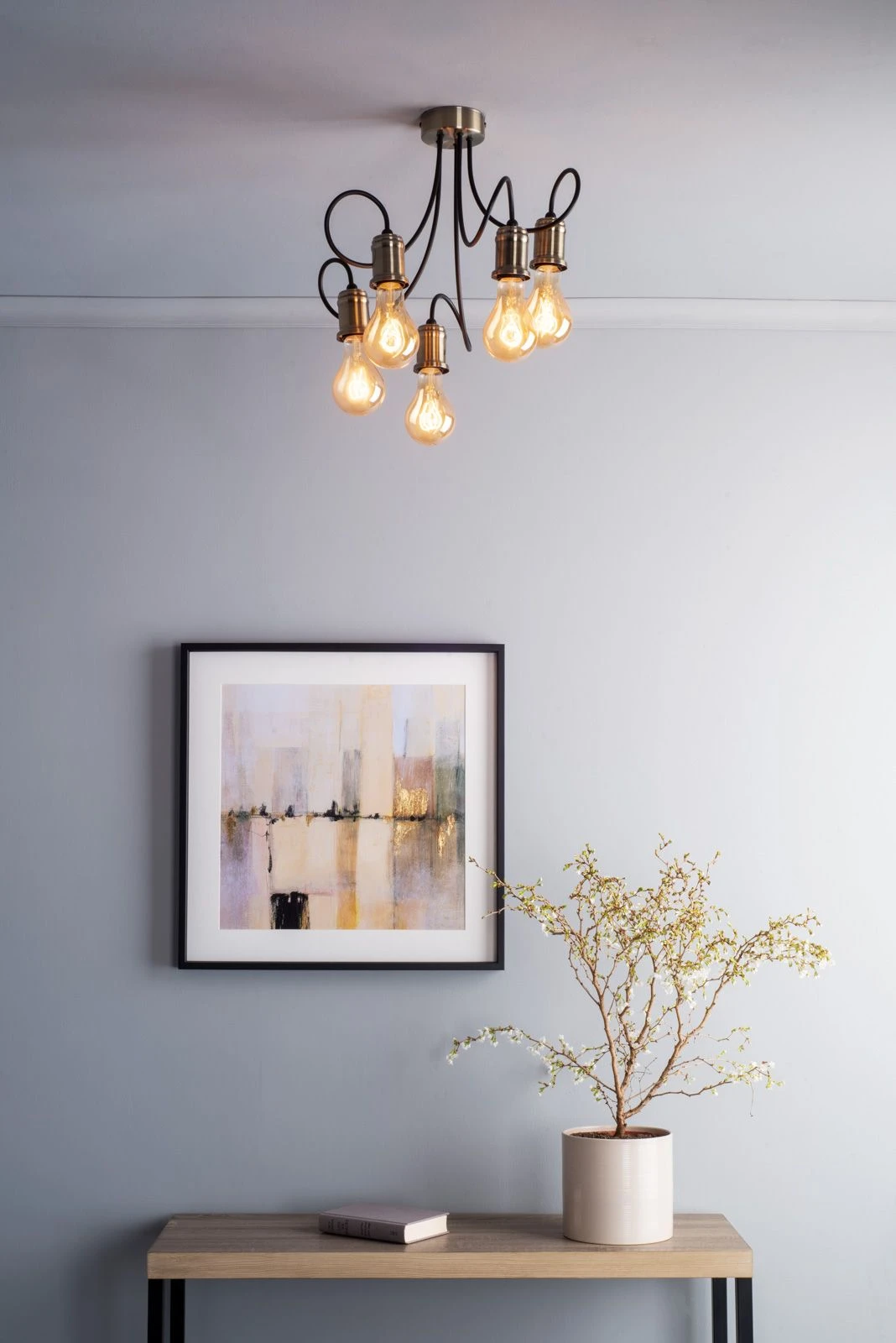 Alzbet 5 Light Semi Flush Antique Brass & Black - Image 5