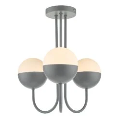 Andre 3 Light Semi Flush Grey Opal Glass
