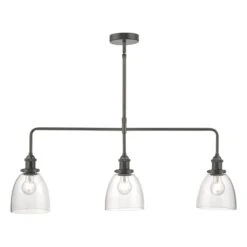 Arvin 3 Light Bar Pendant Antique Chrome & Glass