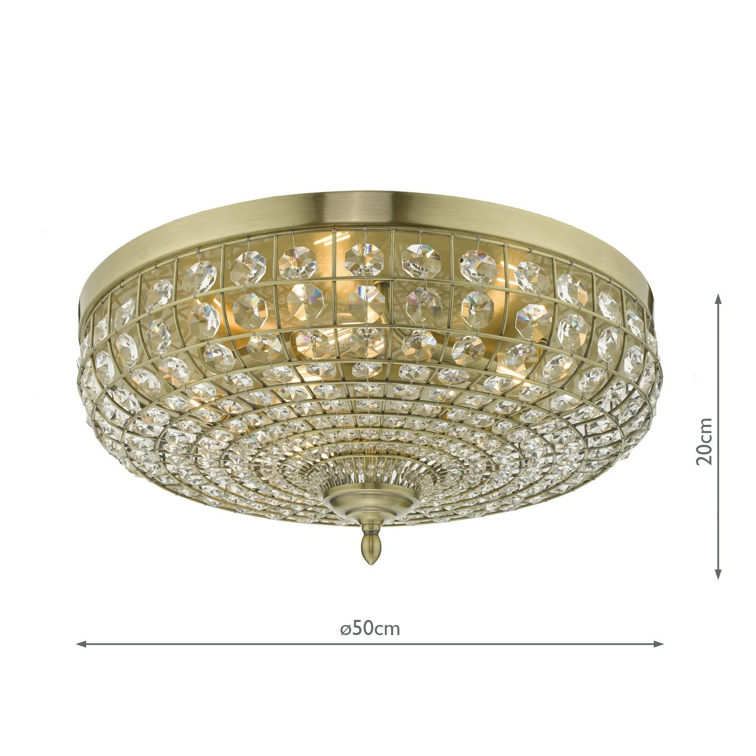 Asmara 5 Light Flush Antique Brass Crystal - Image 7
