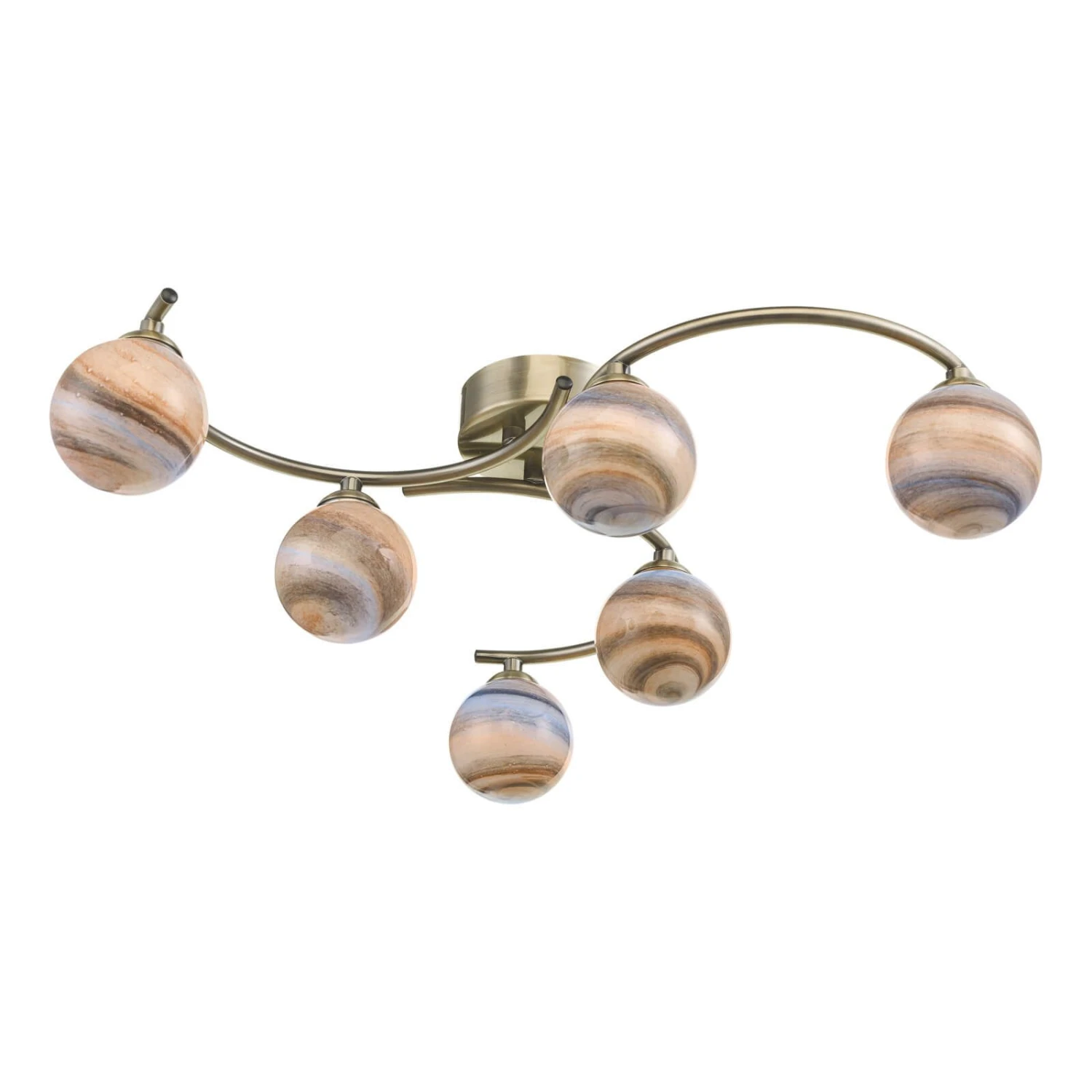Atiya 6 Light Semi Flush Antique Brass With Planet Art Glass - Image 2