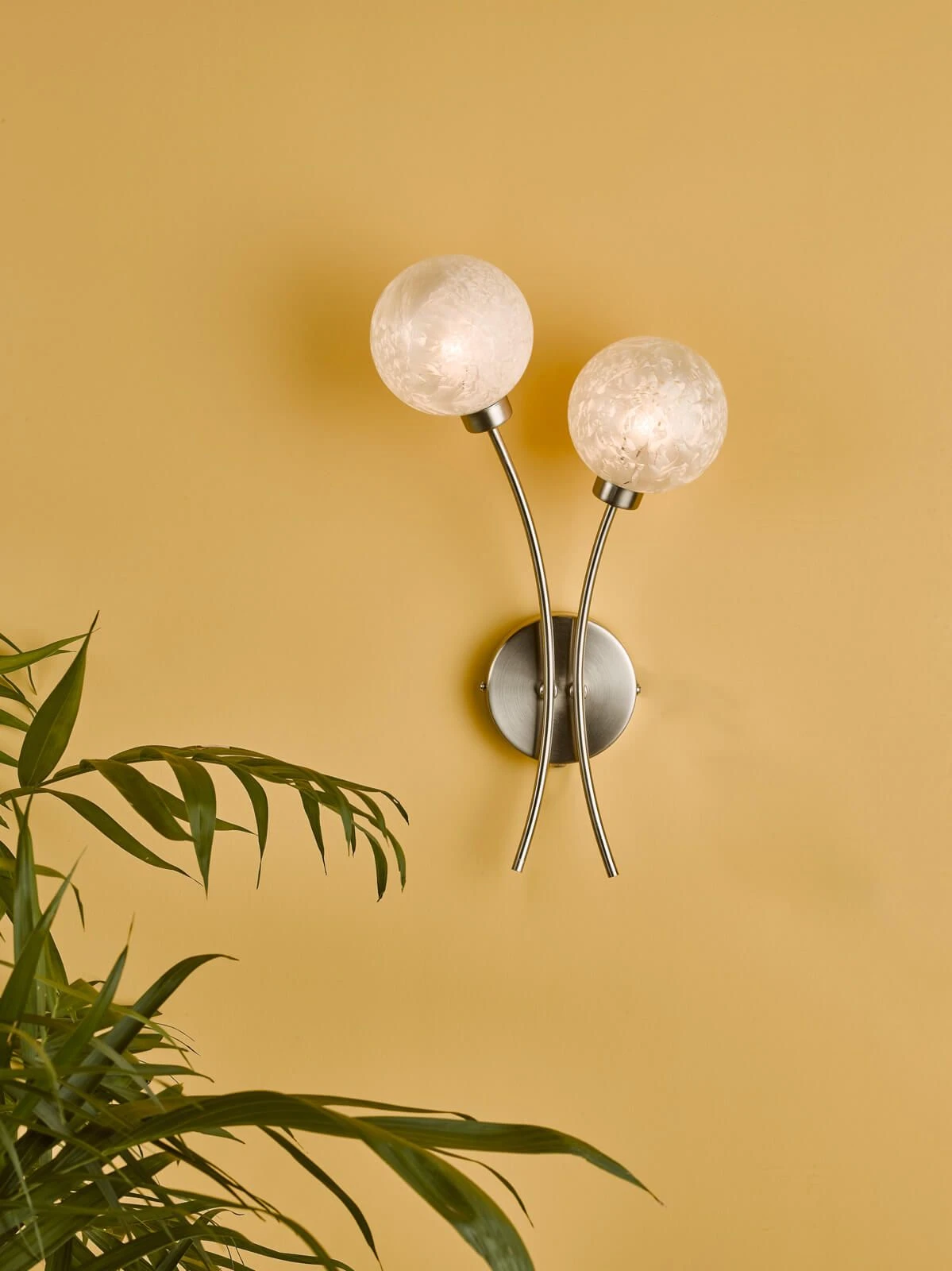 Avari 2 Light Wall Light Satin Nickel Frosted Glass - Image 8