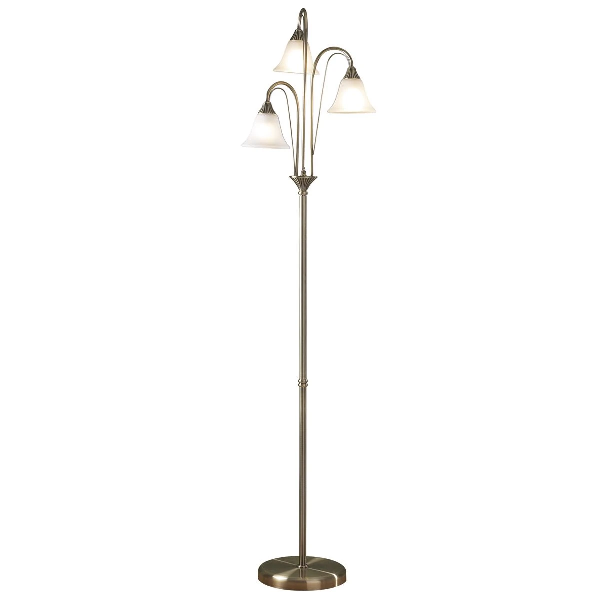 Boston 3 Light Floor Lamp Antique Brass Opaque Glass - Image 3