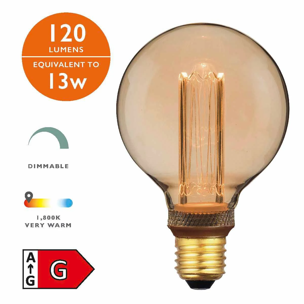 (Pack Of 5) LED Medium Globe Light Bulb (Lamp) ES/E27 3.5W 120LM