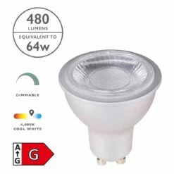 (Pack Of 5) LED GU10 Light Bulb (Lamp) 6W 480LM 4000K