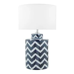 Caelan Table Lamp Blue & White With Shade