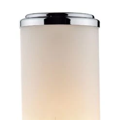 Century Bathroom Wall Light Polished Chrome Opal Glass IP44