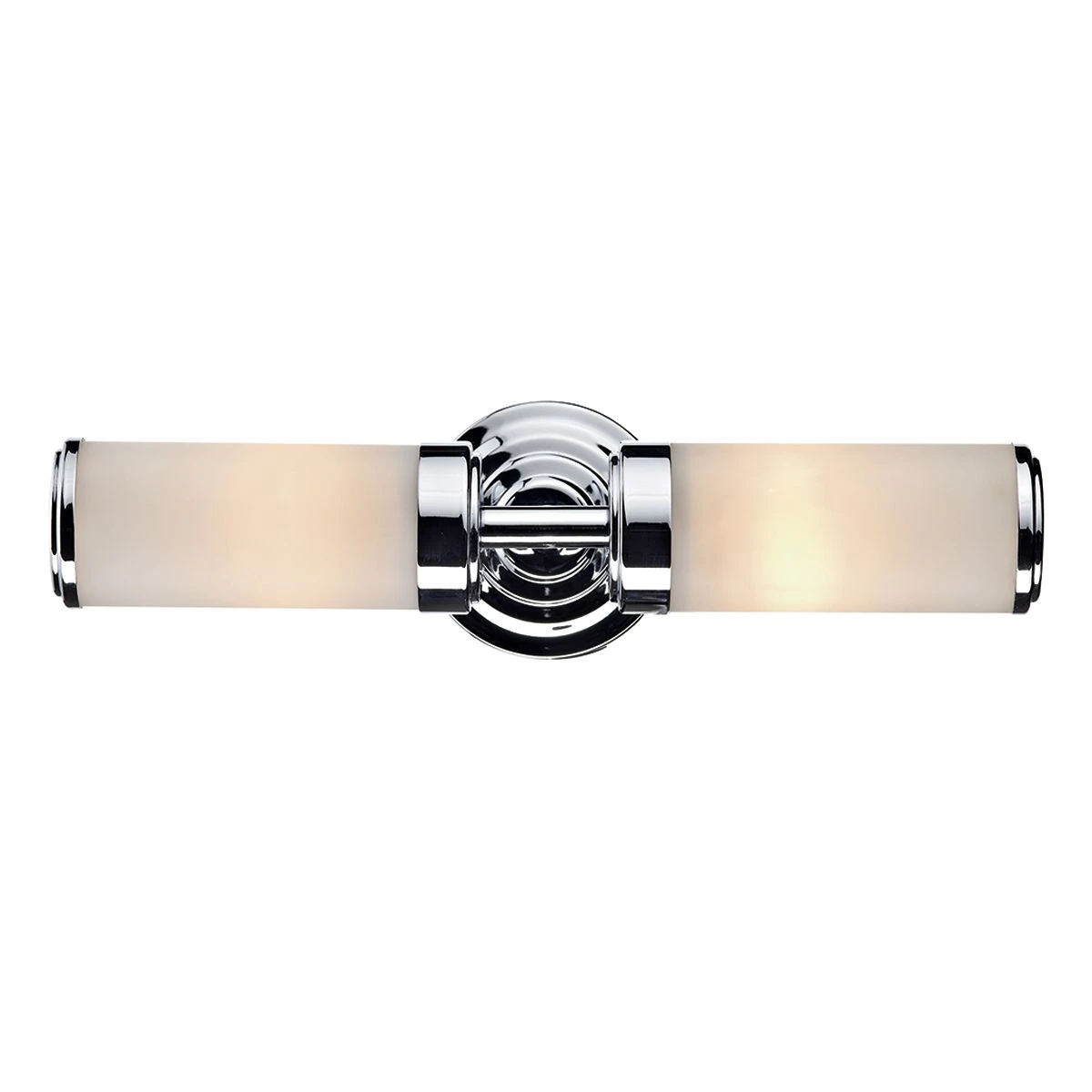 Century Bathroom 2 Light Wall Light Polished Chrome Opal Glass IP44 - Image 3