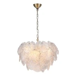 Courtney 10 Light Pendant Textured Glass And Antique Brass