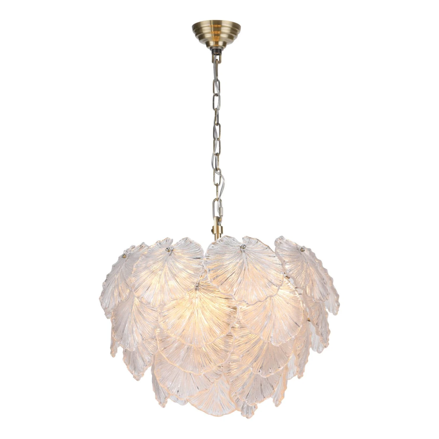 Courtney 10 Light Pendant Textured Glass And Antique Brass