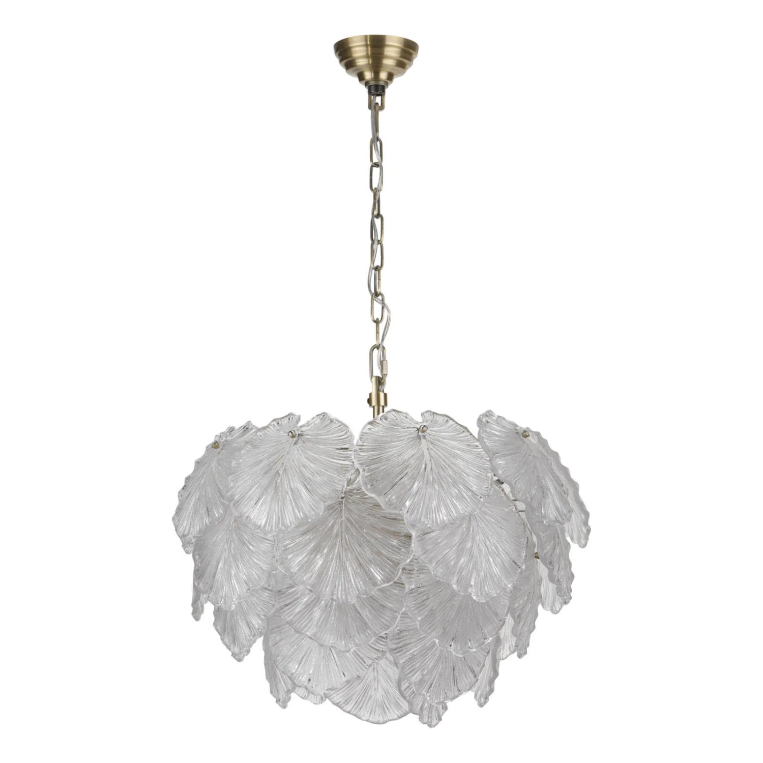 Courtney 10 Light Pendant Textured Glass And Antique Brass - Image 2