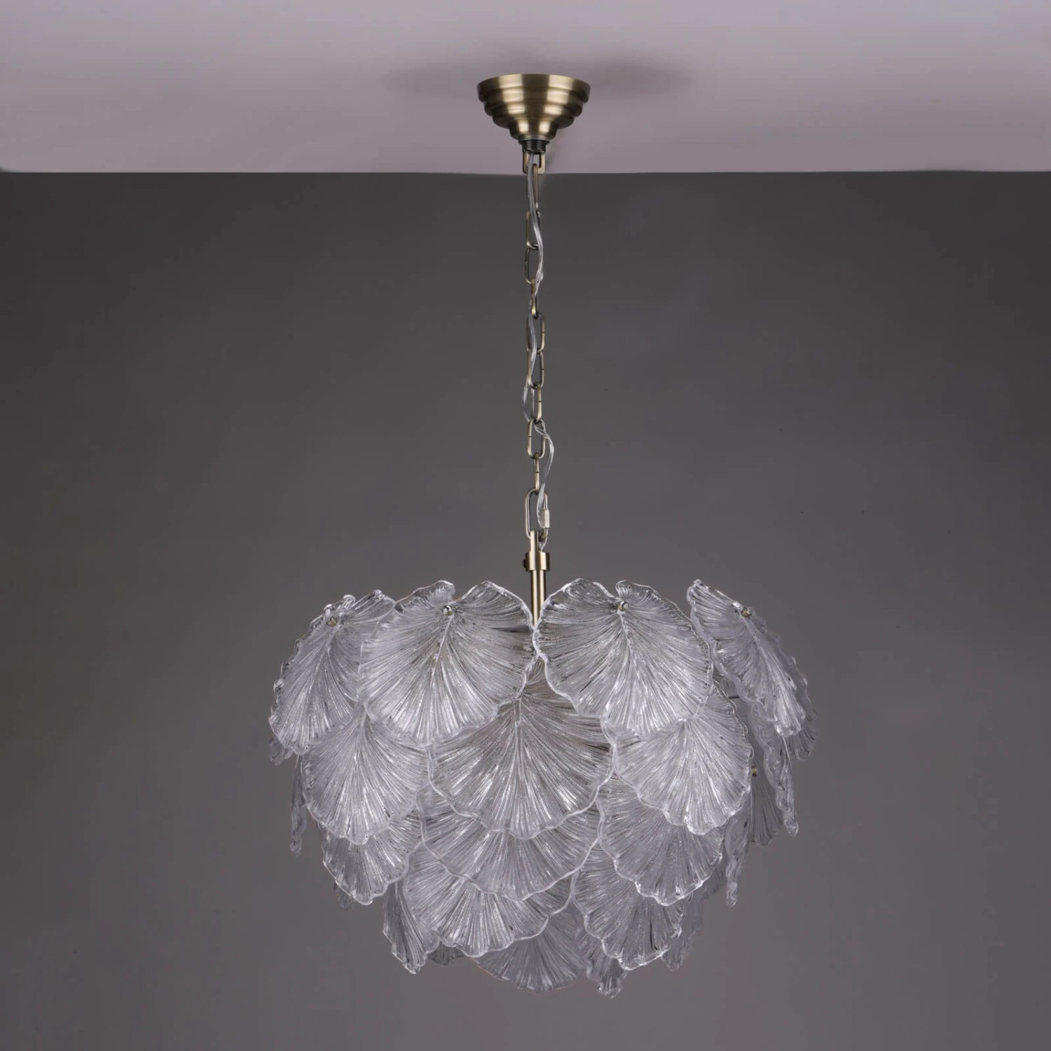 Courtney 10 Light Pendant Textured Glass And Antique Brass - Image 6