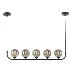 Cradle 5 Light Bar Pendant Matt Black With Smoked Glass