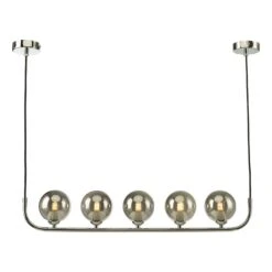 Cradle 5 Light Bar Pendant Polished Chrome Smoked Glass
