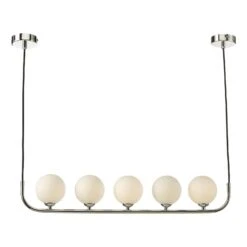 Cradle 5 Light Bar Pendant Polished Chrome Opal Glass
