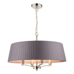 Cristin 4 Light Pendant Polished Nickel With Grey Shade