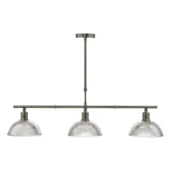Dara 3 Light Bar Pendant Antique Brass & Glass