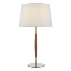 Detroit Table Lamp Satin Nickel Walnut Detail With Shade
