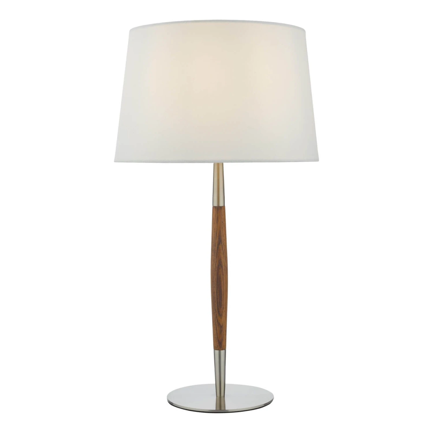 Detroit Table Lamp Satin Nickel Walnut Detail With Shade