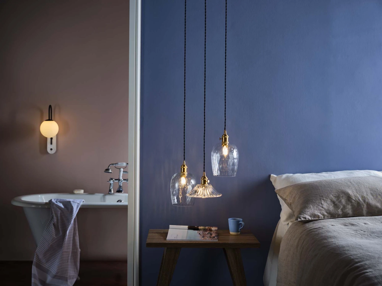 Deuce Bathroom Wall Light Marble Opal Glass IP44 - Image 2