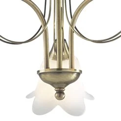Doublet 3 Light Semi Flush Antique Brass Complete With Alabaster Glass