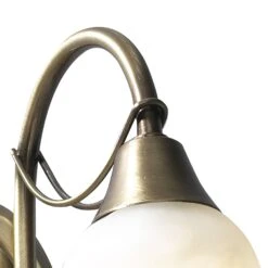 Doublet Double Wall Bracket Antique Brass Complete With Alabaster Glass