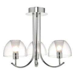 Duana 3 Light Semi Flush Polished Chrome & Glass