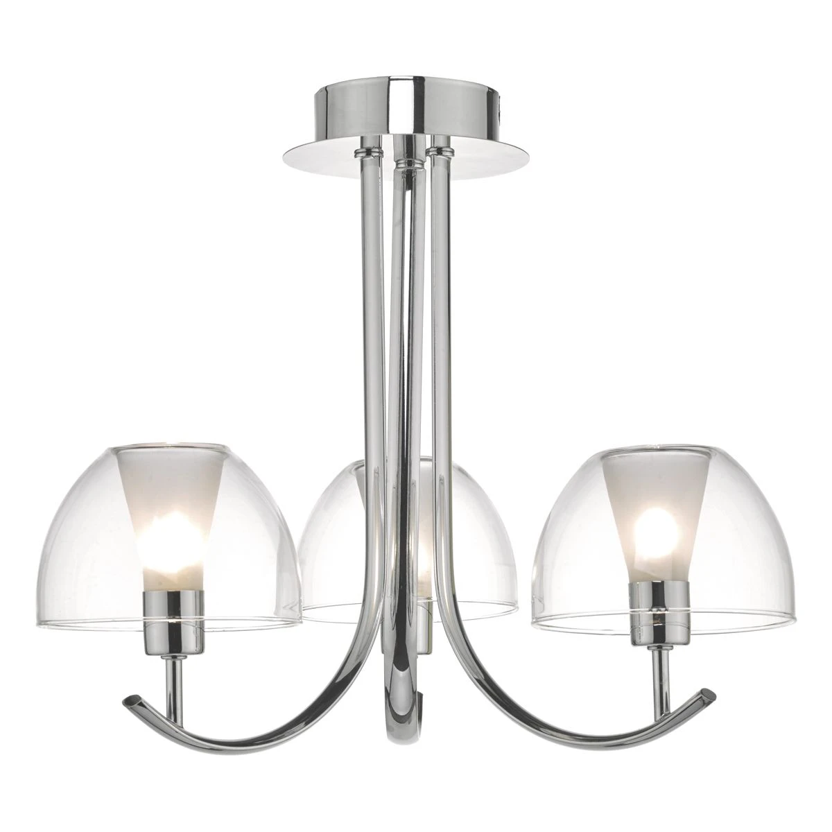 Duana 3 Light Semi Flush Polished Chrome & Glass