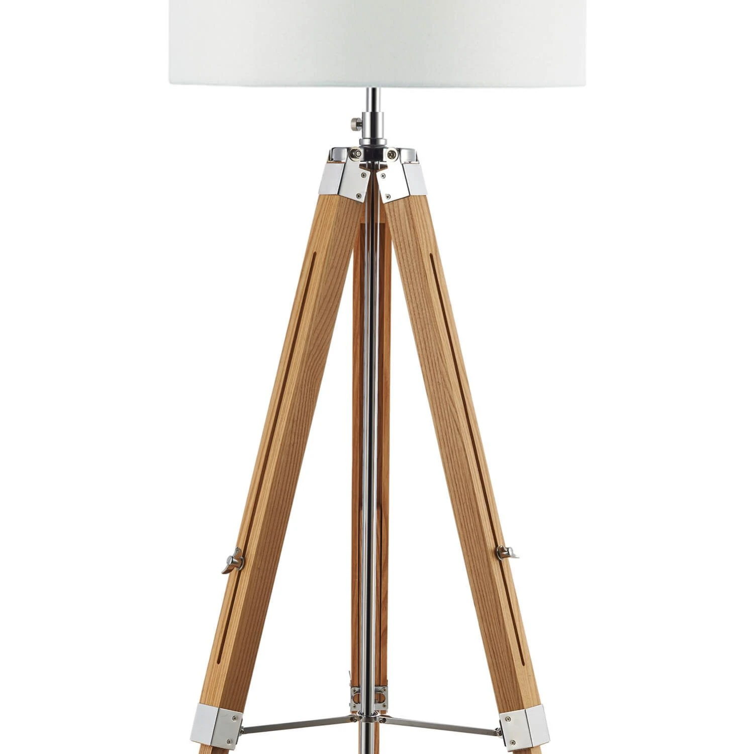 Easel Tripod Floor Lamp Light Wood Polished Chrome With Shade - Image 3