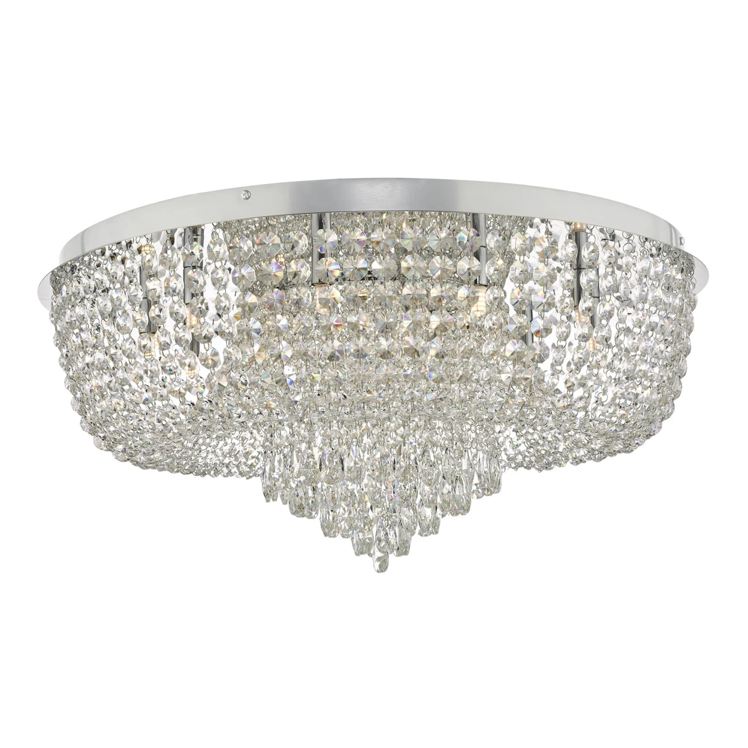 Eitan 12 Light Beaded Flush Clear And Polished Chrome