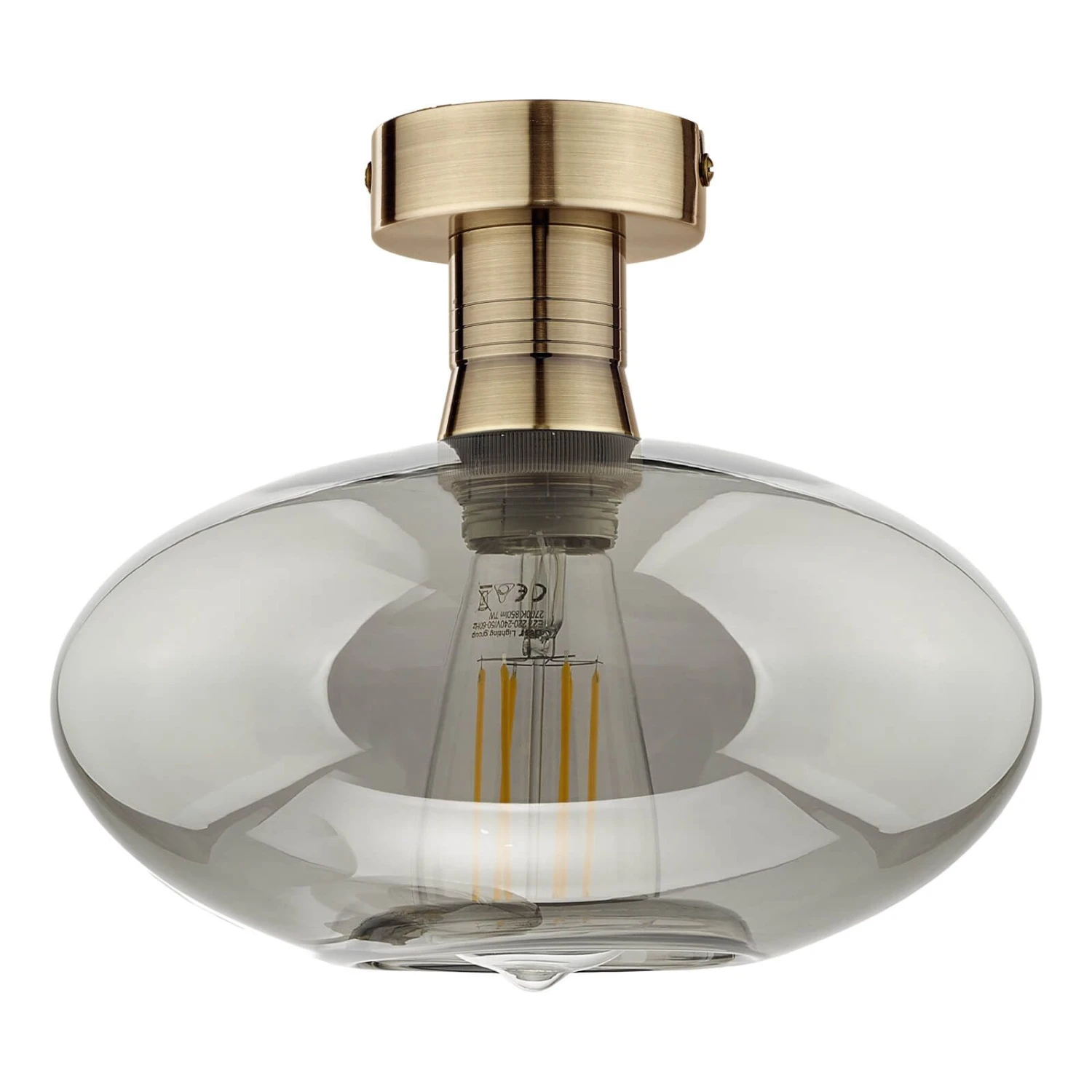 Emerson Semi Flush Antique Brass Smoked Glass - Image 2