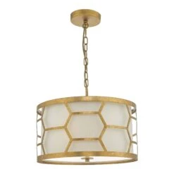 Epstein 3 Light Pendant Gold With Ivory Shade