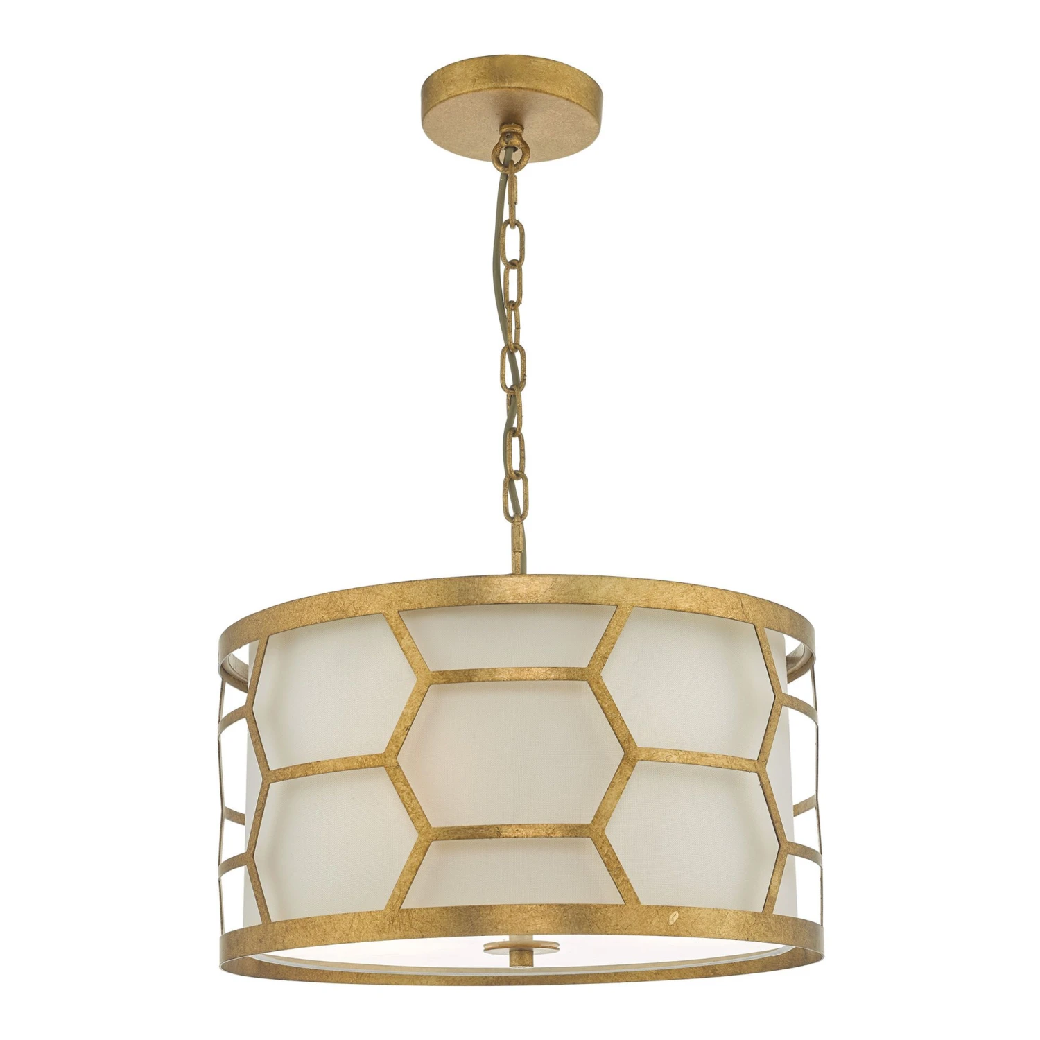 Epstein 3 Light Pendant Gold With Ivory Shade