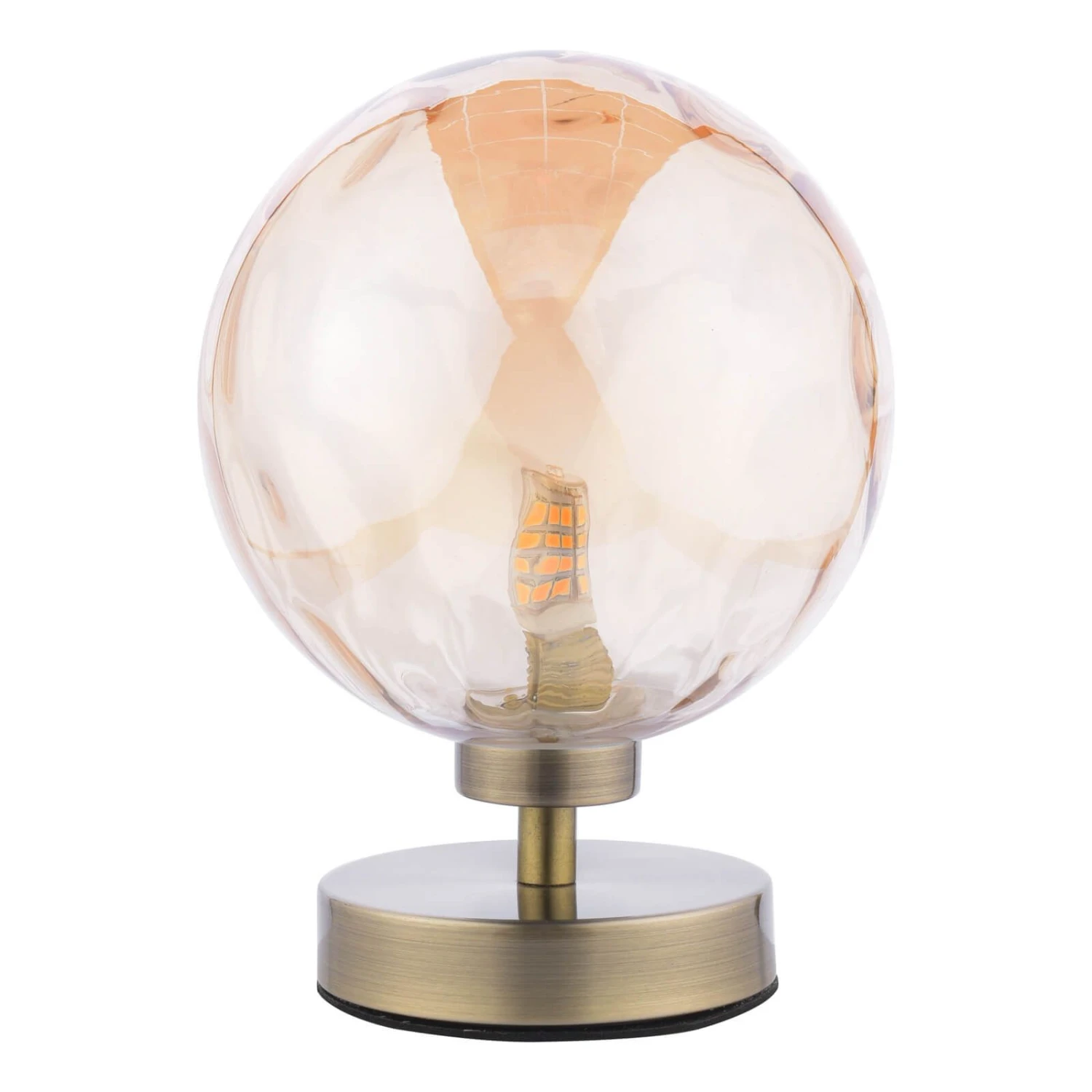 Esben Table Lamp Antique Brass Amber Dimpled Glass - Image 2