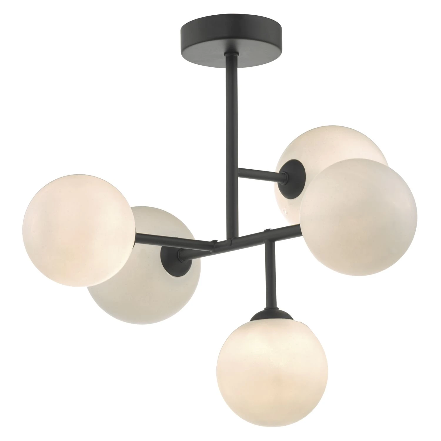 Euan 5 Light Semi Flush Black & Opal Glass - Image 3