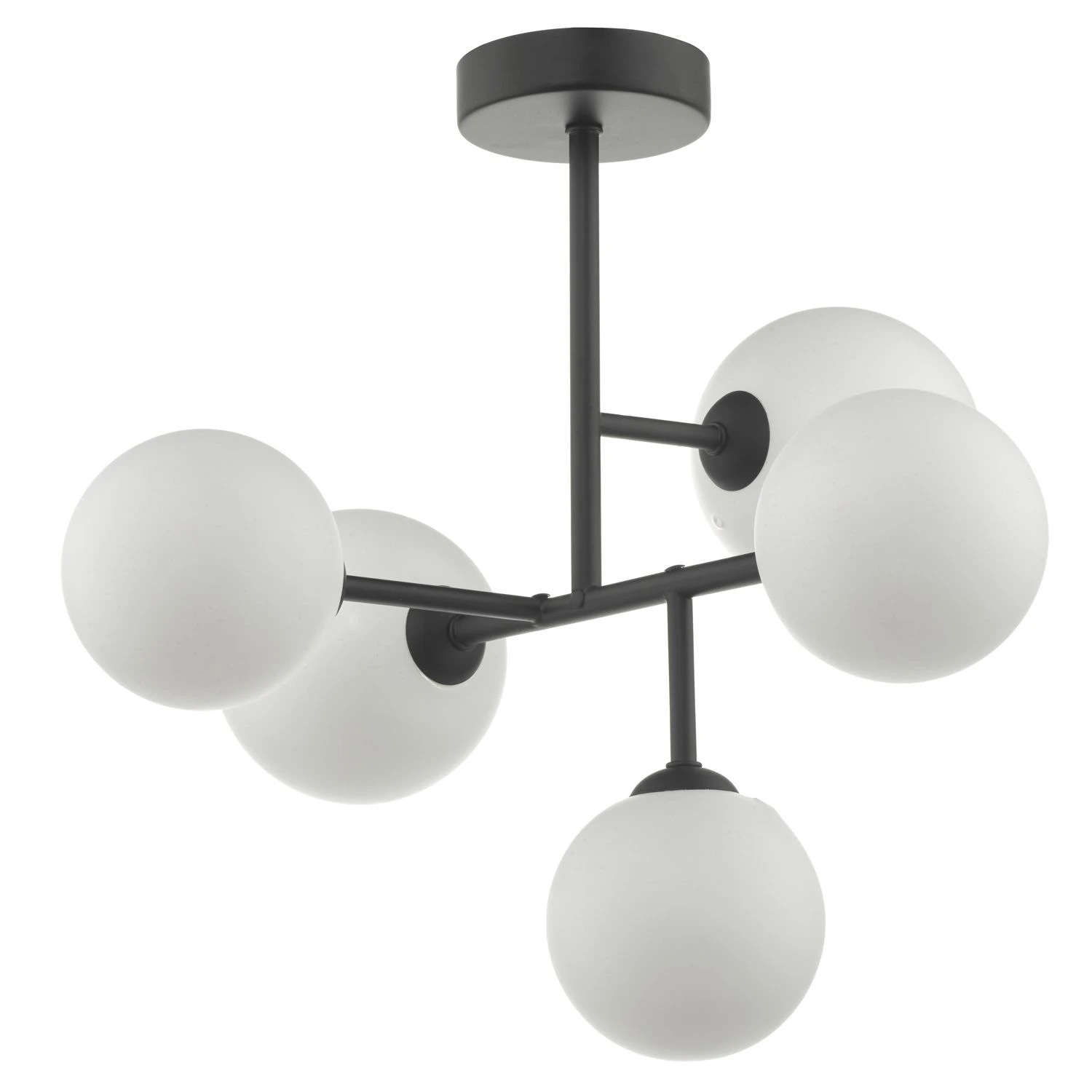 Euan 5 Light Semi Flush Black & Opal Glass - Image 4