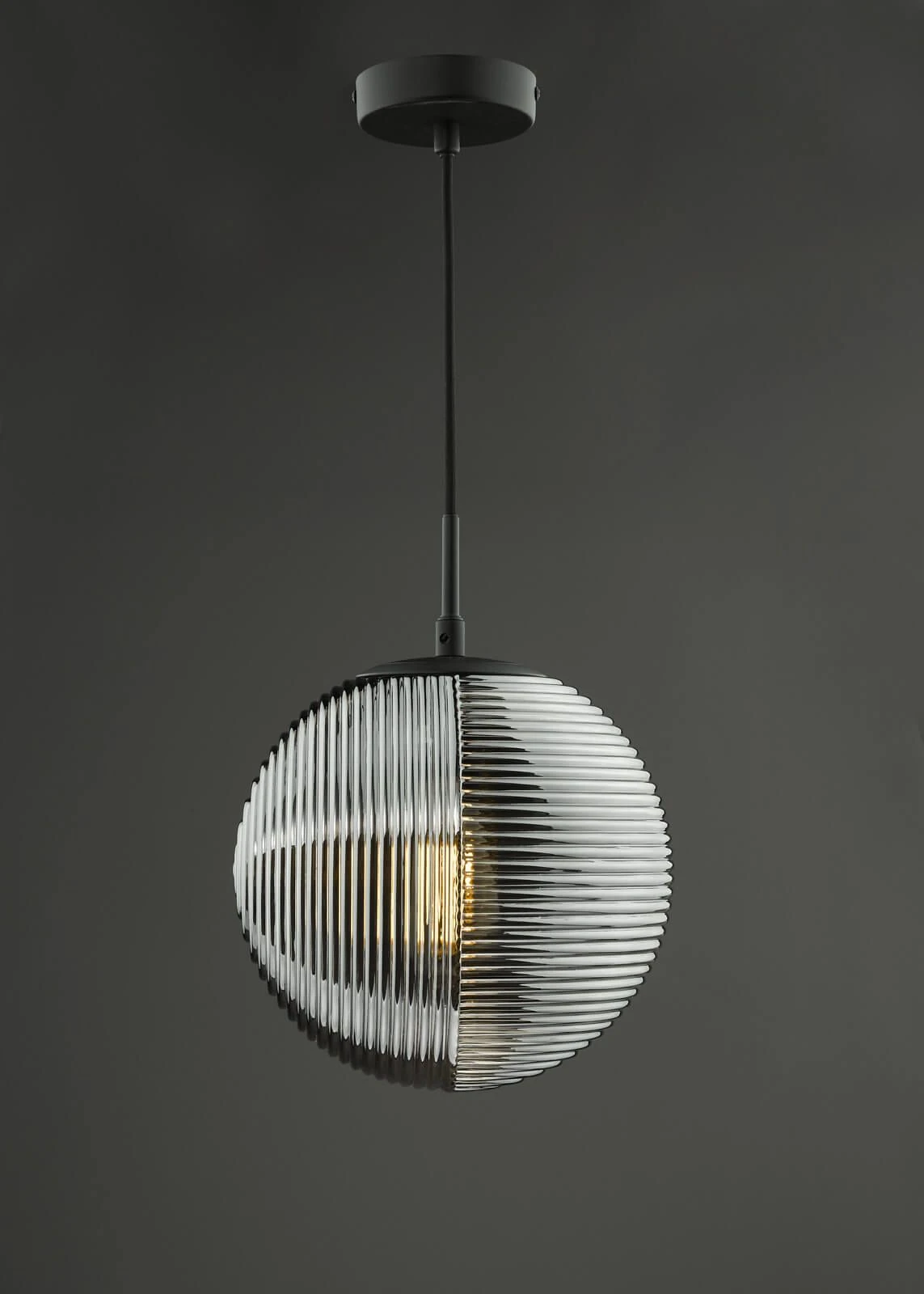 Evander Single Pendant Matt Black And Smoked Glass - Image 3