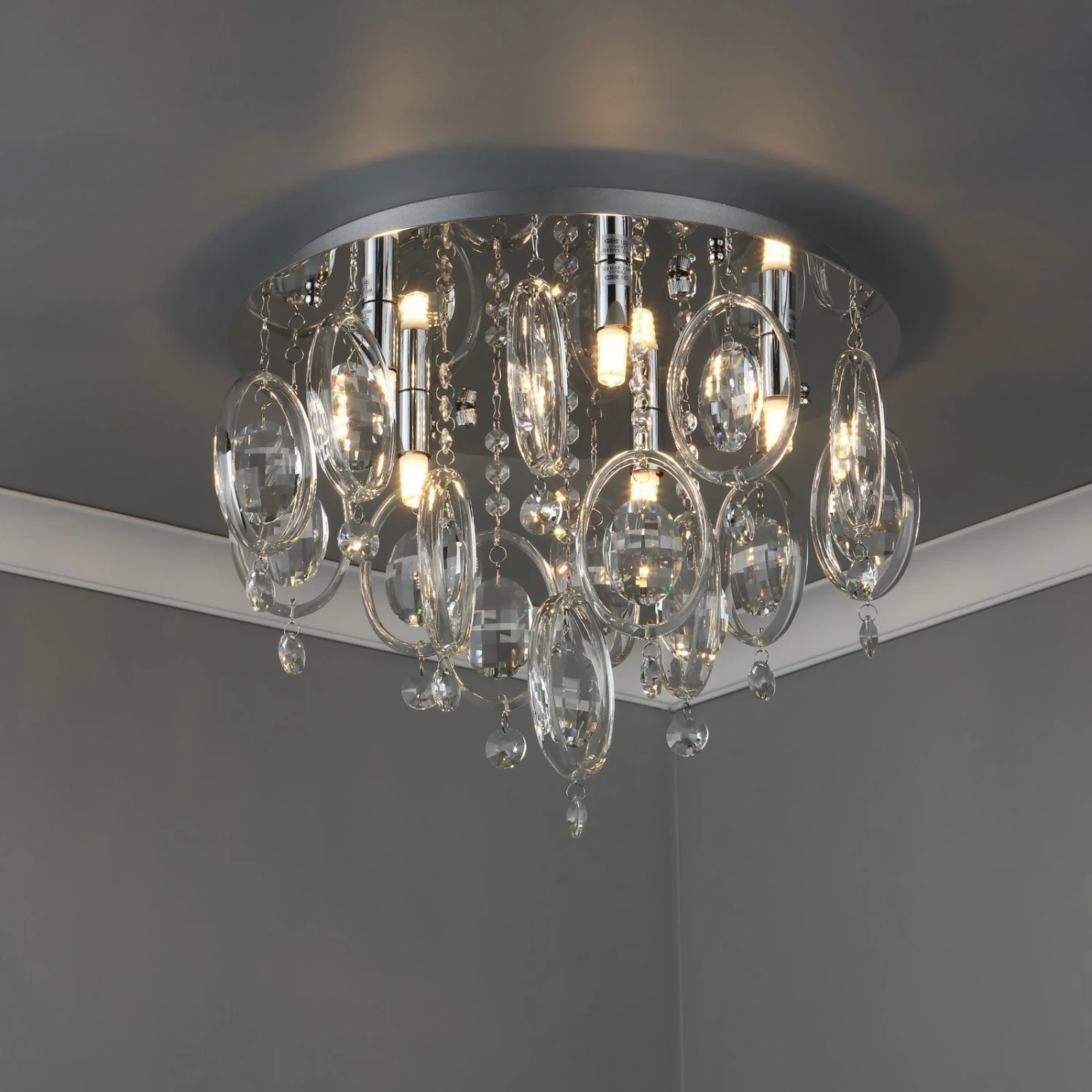 Evangeline 5 Light Flush Polished Chrome & Crystal - Image 6