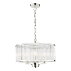 Evelyn 3 Light Pendant Polished Nickel Glass