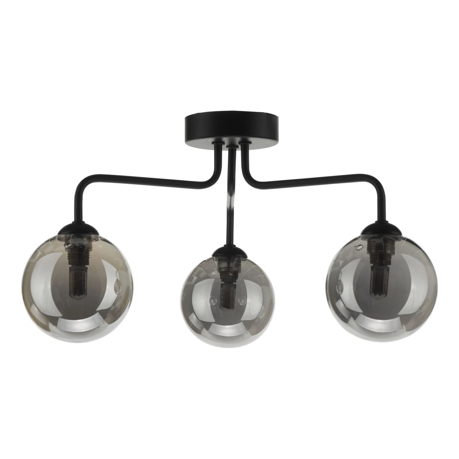 Feya 3 Light Semi Flush Matt Black Smoked Glass - Image 2