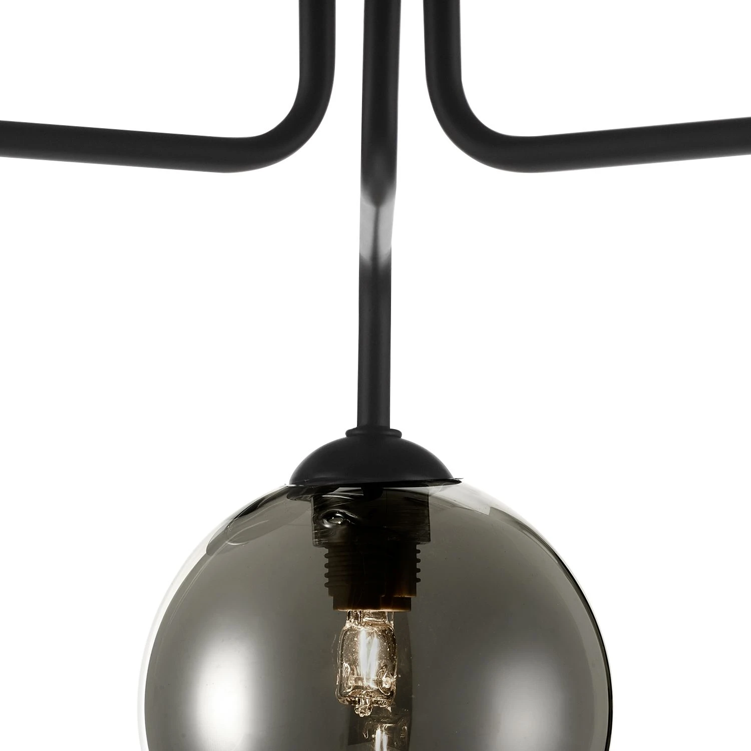 Feya 3 Light Semi Flush Matt Black Smoked Glass - Image 3
