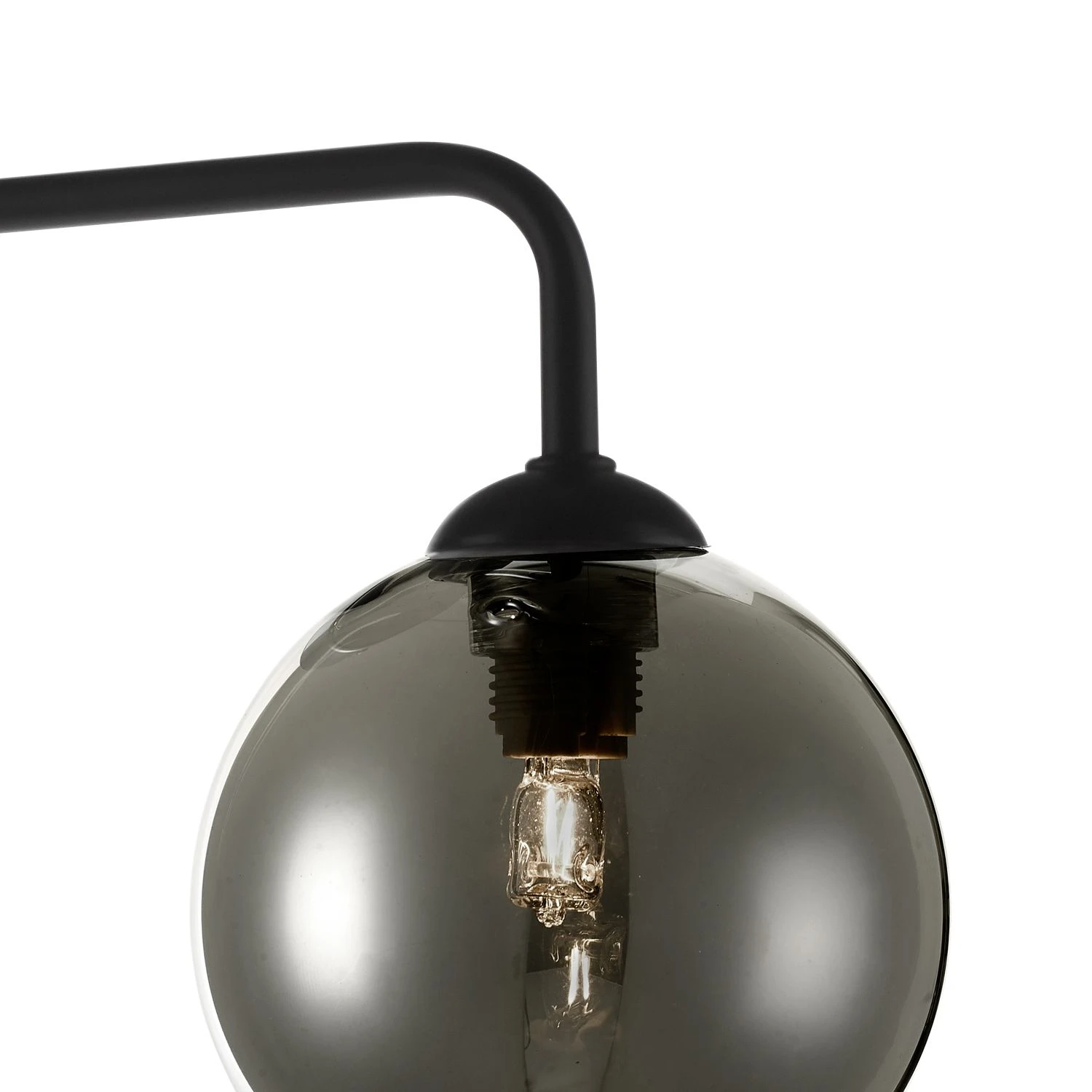 Feya 3 Light Semi Flush Matt Black Smoked Glass - Image 4