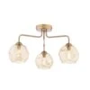 Feya 3 Light Semi-Flush Antique Bronze & Champagne Dimpled Glass