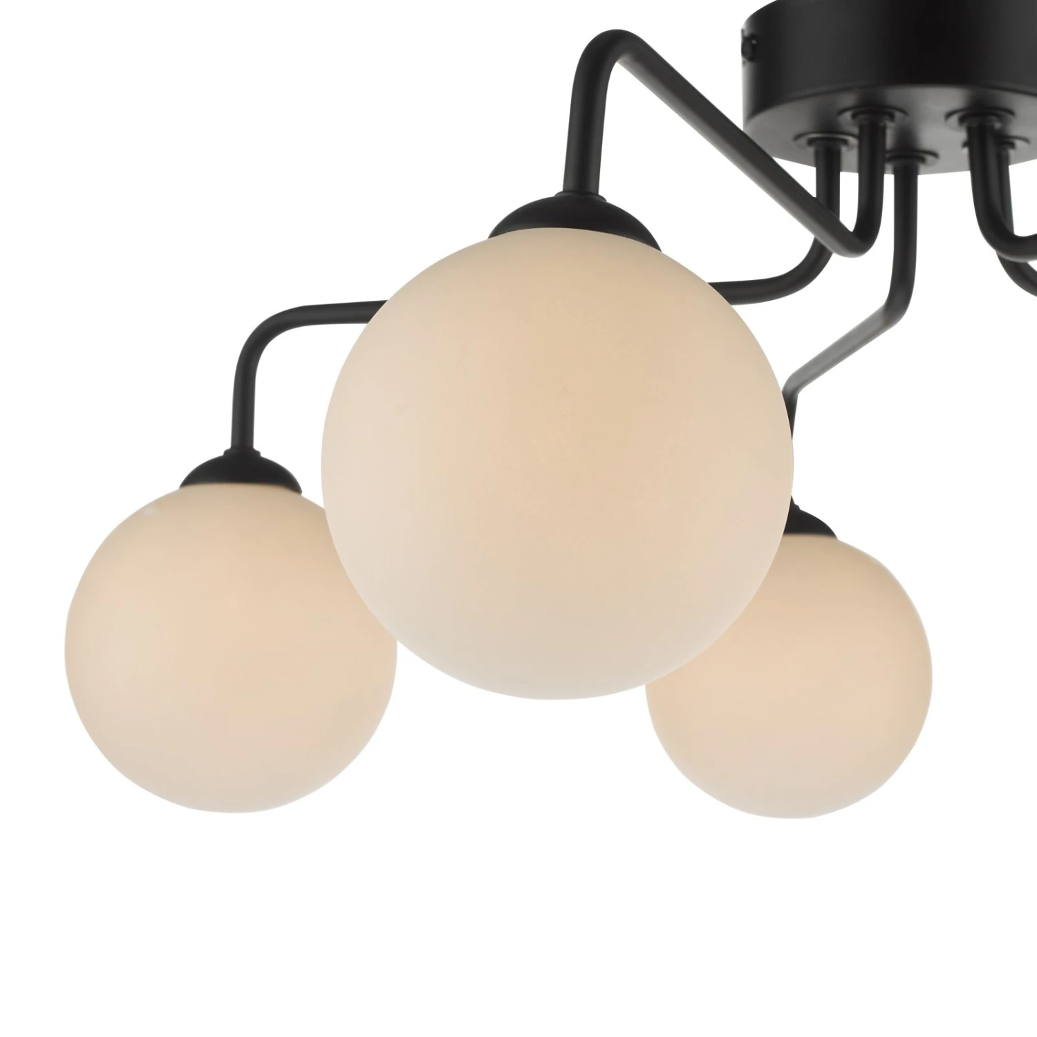 Feya 5 Light Semi Flush Matt Black Opal Glass - Image 3