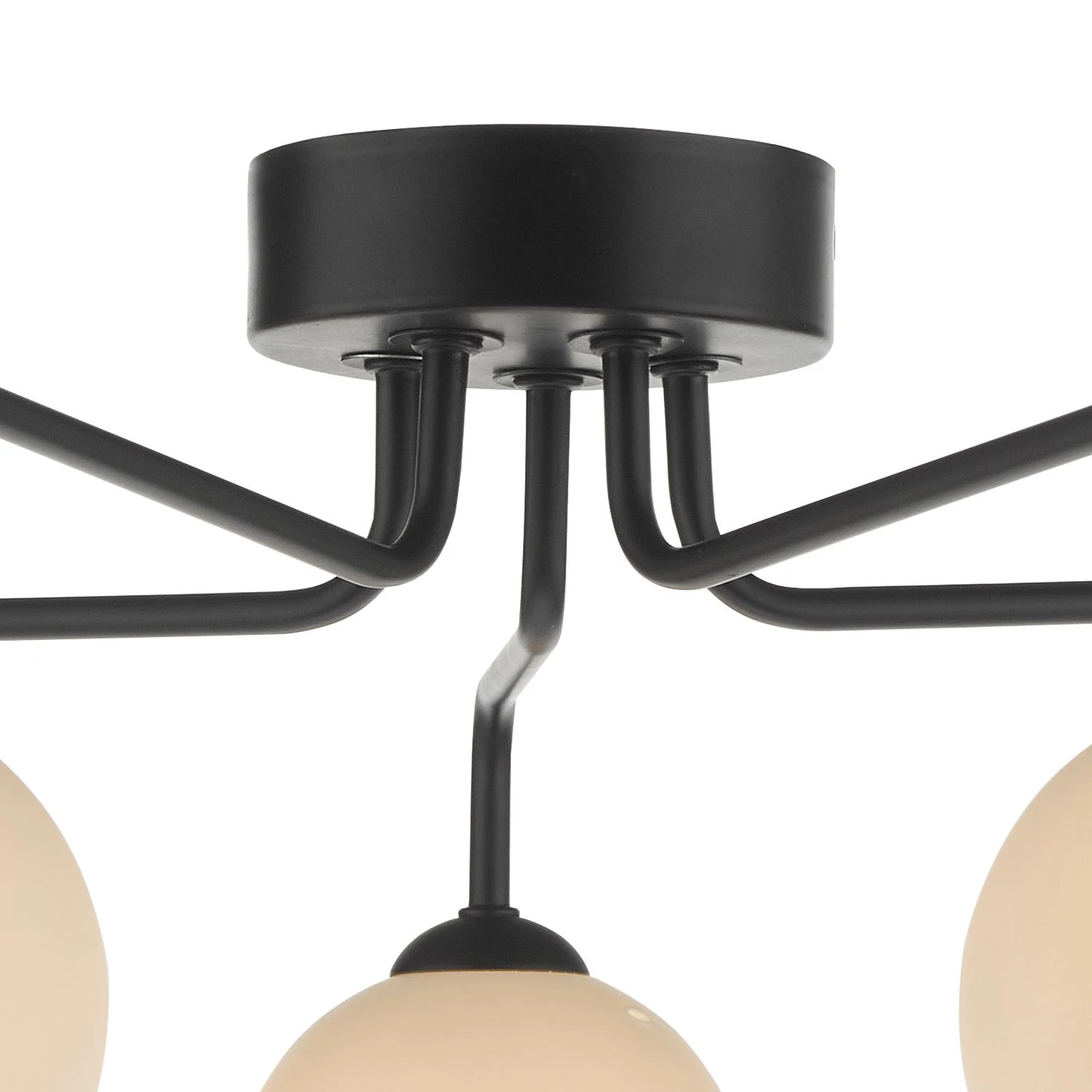 Feya 5 Light Semi Flush Matt Black Opal Glass - Image 4