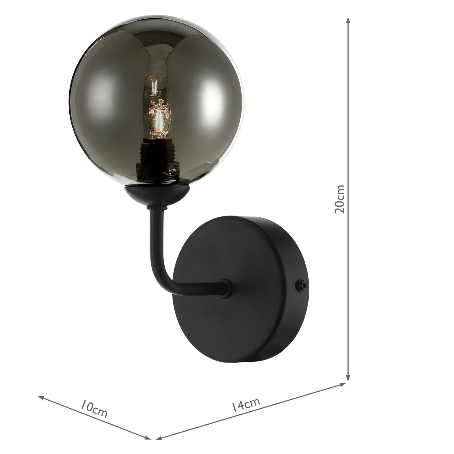 Feya Wall Light Matt Black Smoked Glass - Image 6