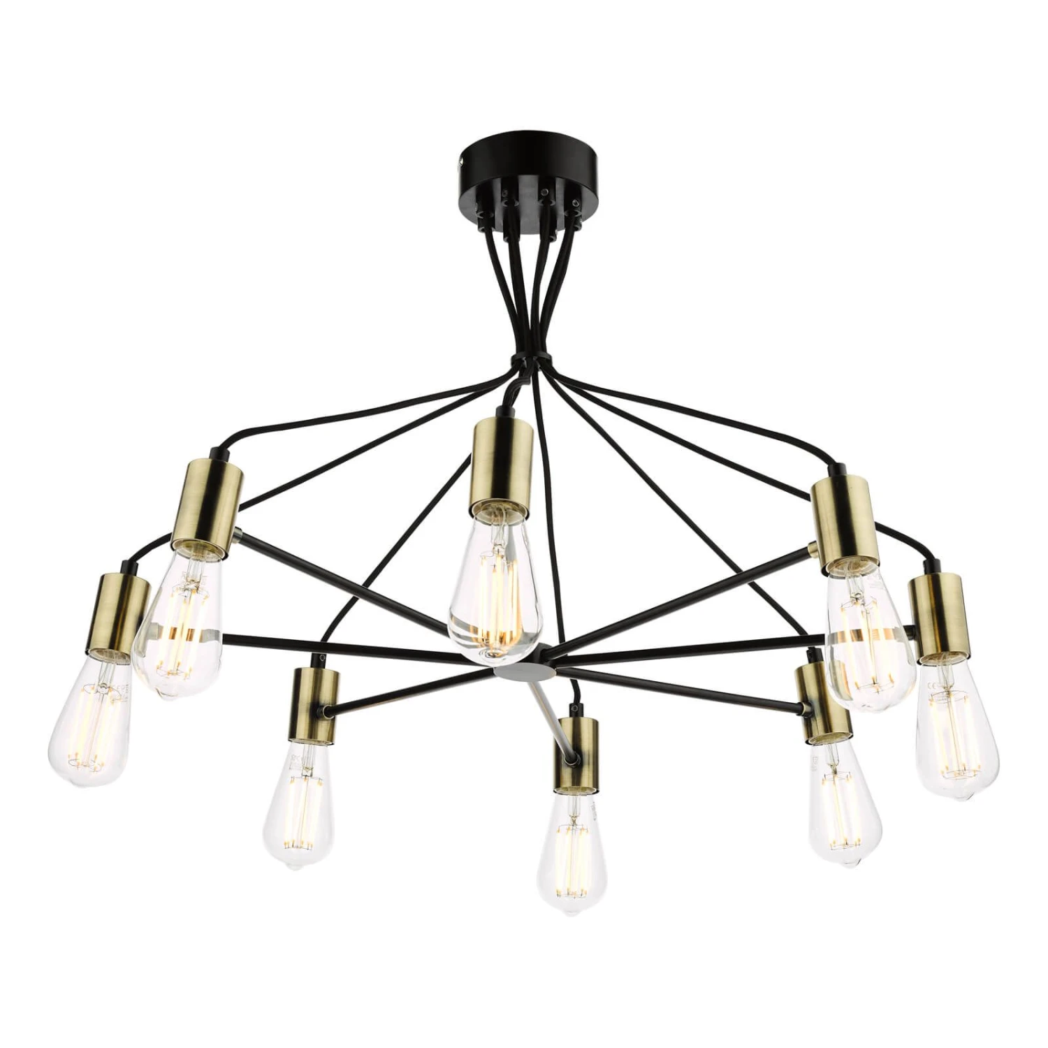 Gabriel 8 Light Pendant Satin Black Antique Gold - Image 5