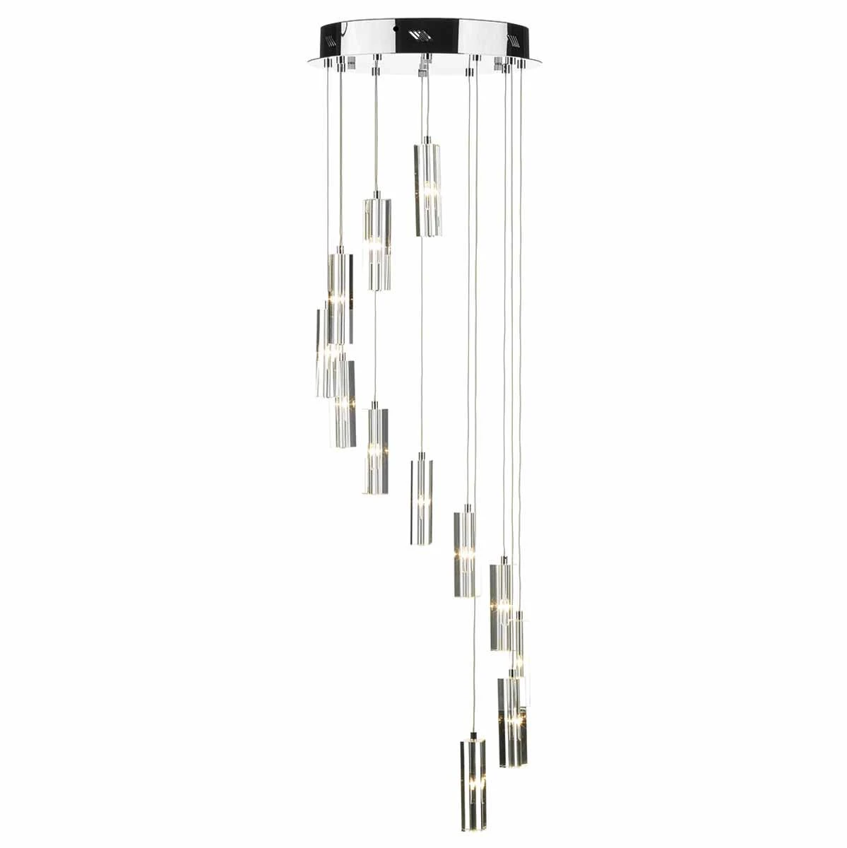 Galileo 12 Light Cluster Pendant Polished Chrome Crystal LED - Image 3