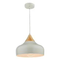 Gaucho 1 Light Single Pendant Grey And Wood