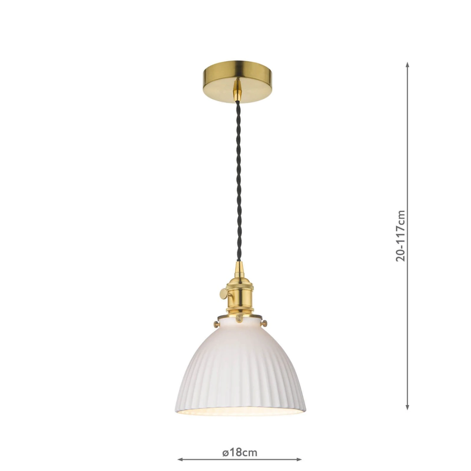 Hadano Pendant Natural Brass & Ceramic Domed Shade - Image 7